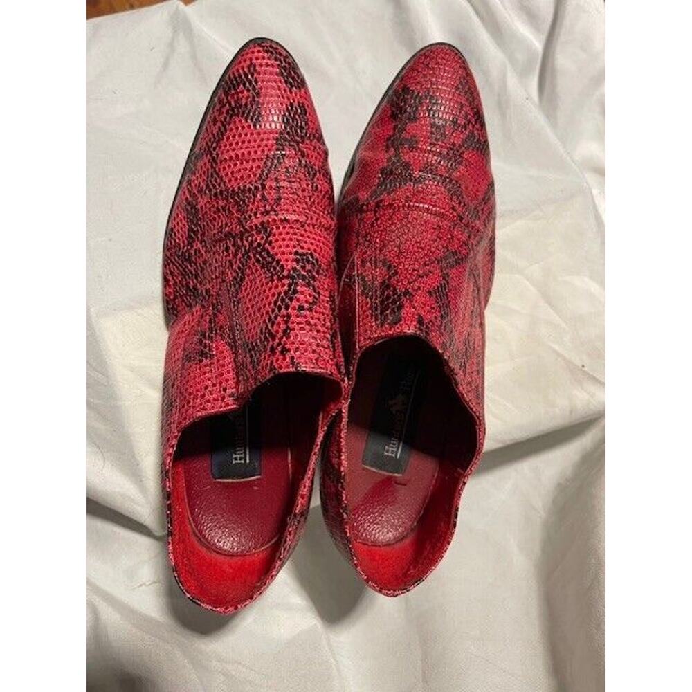 Western Ankle Boots Women’s 8.5W Red Black Snakeskin Pattern Slip-On Work Party - Picture 3 of 11
